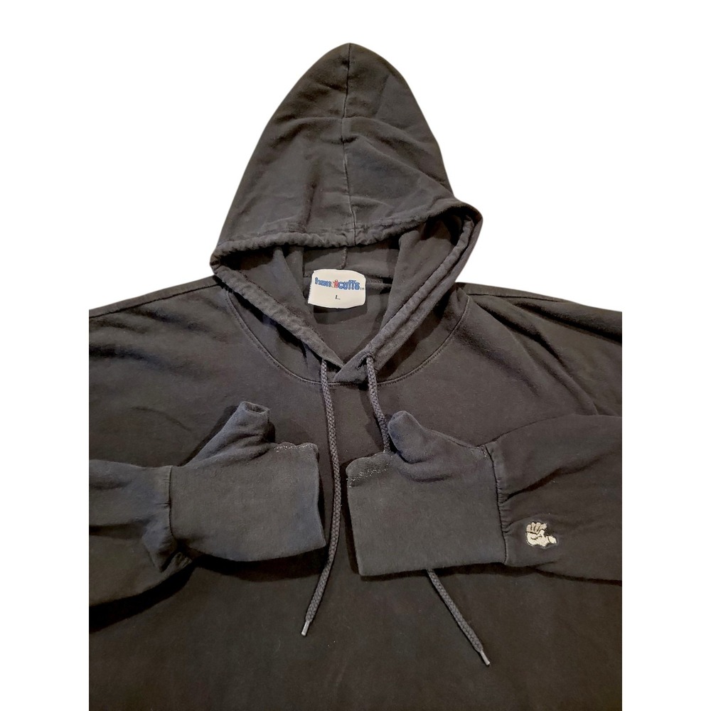 Handcuffs Black Hoodie Men's Large 100% Cotton Thumbhole Cuffs Logo Graphic
